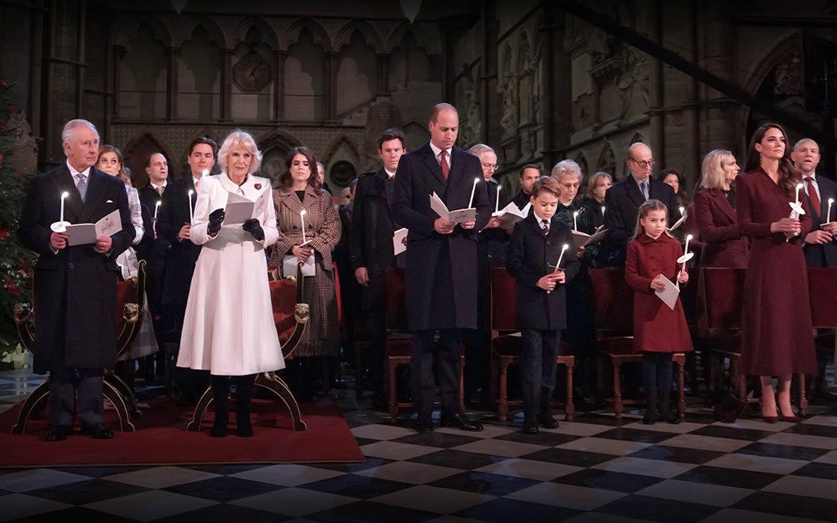 The King, Queen Consort, Prince and Princess of Wales and the wider family assembled at Westminster Abbey in an unmistakable show of unity - YUI MOK/POOL/AFP via Getty Images