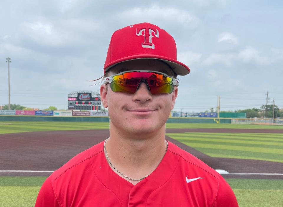 Ray's Jack Spenst hit a solo home run and finished with two hits in the Texans' 11-5 Game 2 win against Mission Veterans Memorial on Saturday, May 6, 2023 at Cabaniss Baseball Field.