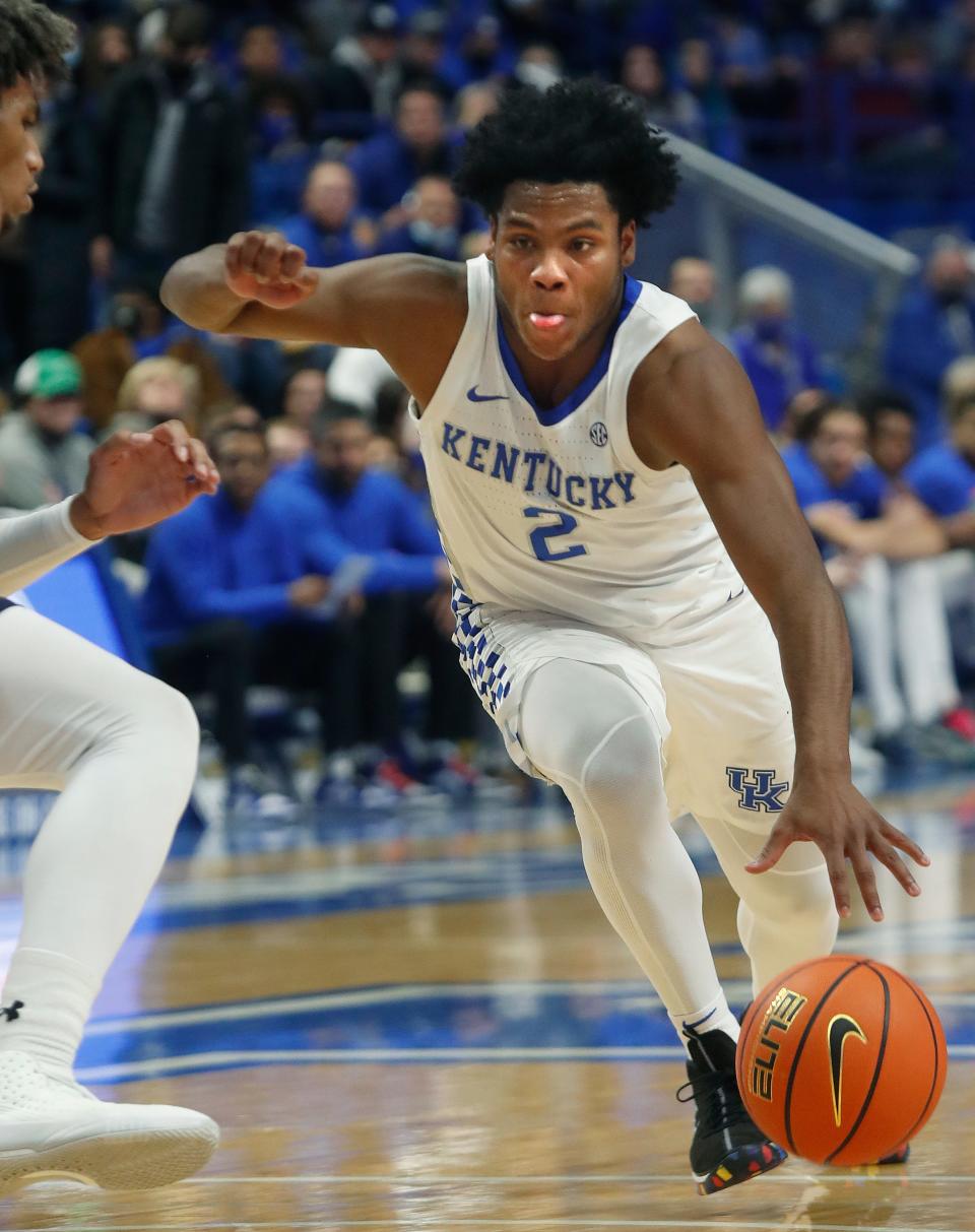 Kentucky’s Sahvir Wheeler brings the ball up against Southern.Dec. 7, 2021