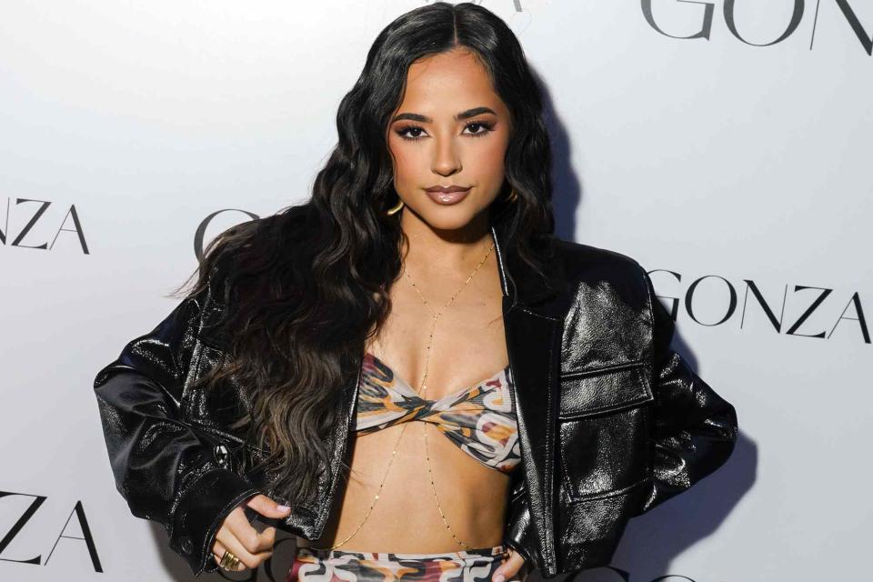 <p>Presley Ann/Getty </p> Becky G in West Hollywood in June 2023