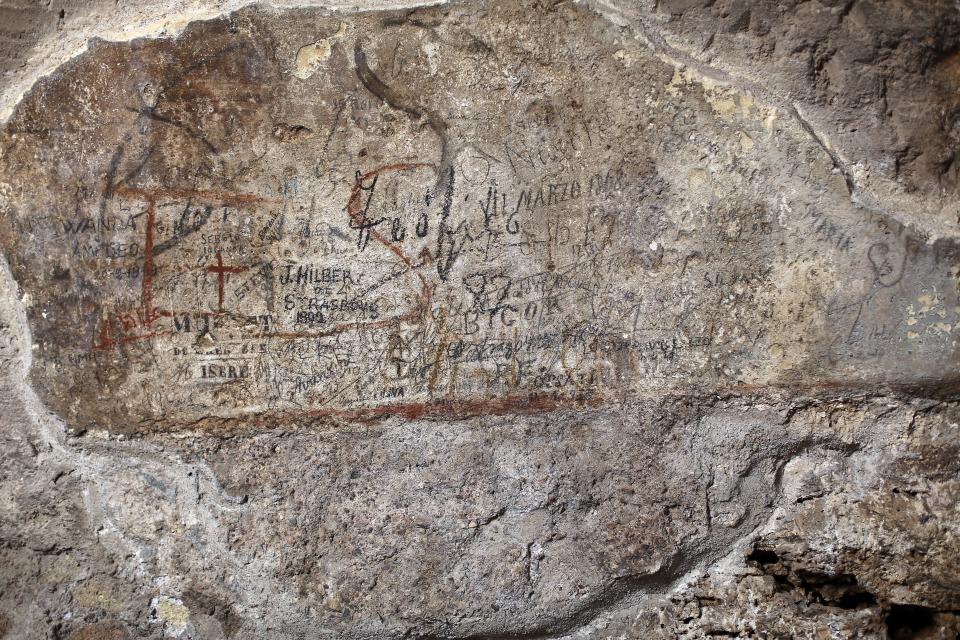 close-up of graffiti on Colosseum wall