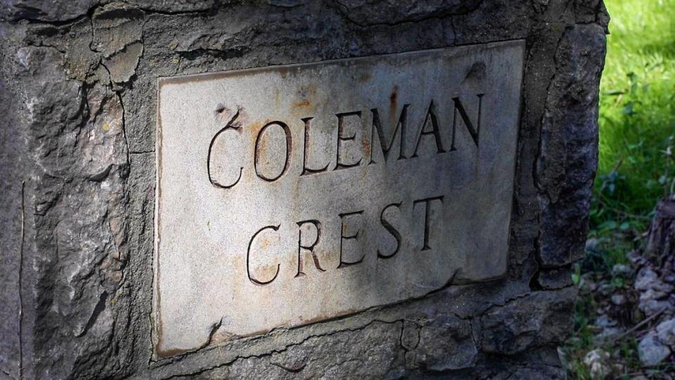 A stone gate built by Jim Coleman’s father marks the entrance to Coleman Crest Farm. The gate is over 70 years old and Coleman says he never wants it to be taken down.