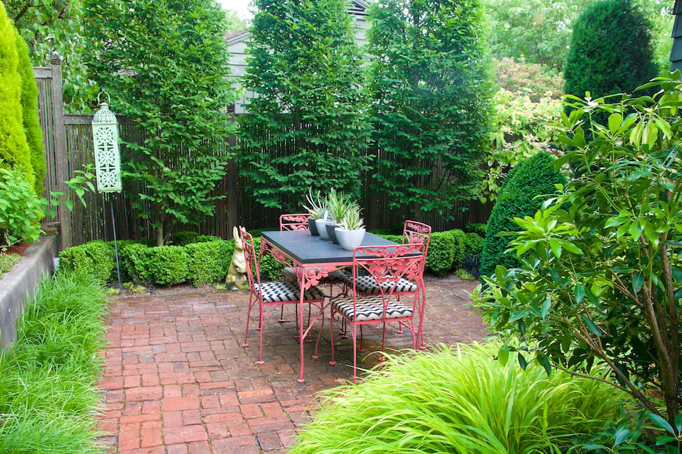 Hedges create privacy in a person's backyard. 