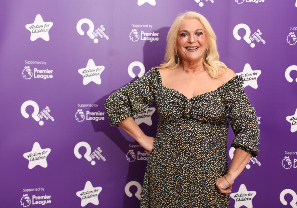 Vanessa Feltz attending the Action for Children&#39;s The Ultimate News Quiz 2022, at the Grand Connaught Rooms, central London. Picture date: Thursday March 17, 2022.