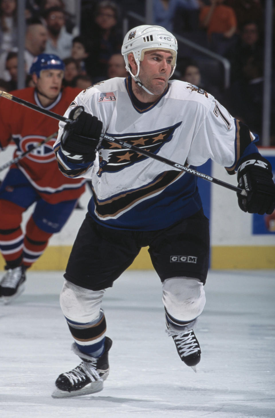 23 Jan 2002: Center Adam Oates #77 of the Washington Capitals skates on the ice against the Montreal Canadiens during the NHL game at the MCI Center in Washington D.C. The Canadiens defeated the Capitals 5-3. Mandatory copyright notice: Copyright 2002 NHLI Mandatory Credit: Doug Pensinger/Getty Images/NHLI