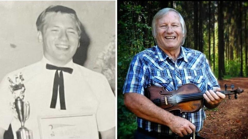 Sixteen-year-old George Portz, left, became the youngest winner of a state open fiddle championship in 1969. He died Jan. 9 after more than 50 years playing bluegrass music.