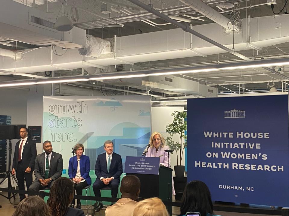 First lady Jill Biden in Durham, North Carolina March 20, 2024 to tout the White House's investments in women's health research