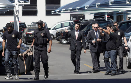 Brazilian Olympic Committee (COB) President Carlos Arthur Nuzman arrives to Federal Police headquarters in Rio de Janeiro, Brazil, September 5, 2017. REUTERS/Ricardo Moraes