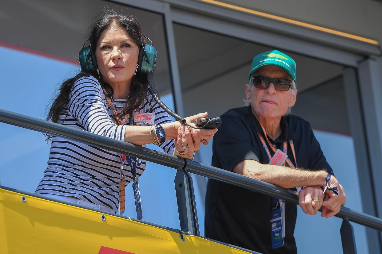 Catherine Zeta-Jones and Michael Douglas attend the 2023 Monaco Grand Prix on May 28.