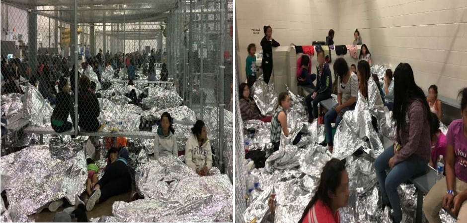 Overcrowding of families observed by OIG on June 11, 2019, at Border Patrol's McAllen, Texas, Centralized Processing Center. | Department of Homeland Security Office of the Inspector General