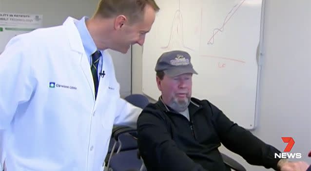 Mr Stover during a cycling therapy session. Photo: 7 News