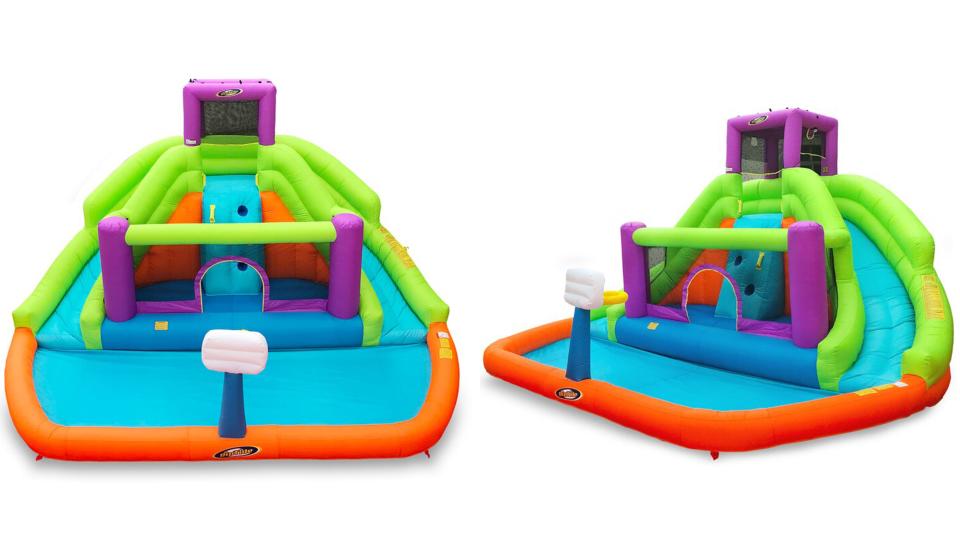 This waterslide and bounce house helps keep kids cool and occupied.