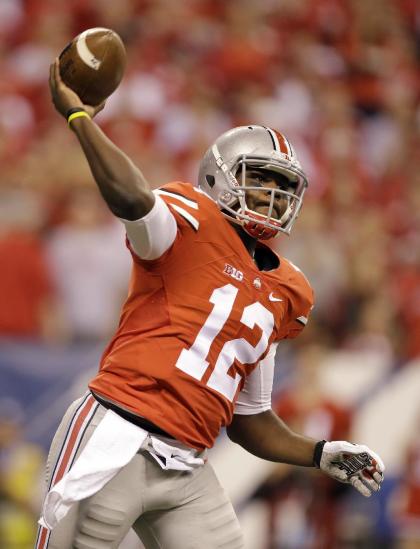 Ohio State quarterback Cardale Jones throws during Big Ten Conference championship NCAA college football game against Wisconsin in Indianapolis. (AP Photo/Darron Cummings, File)