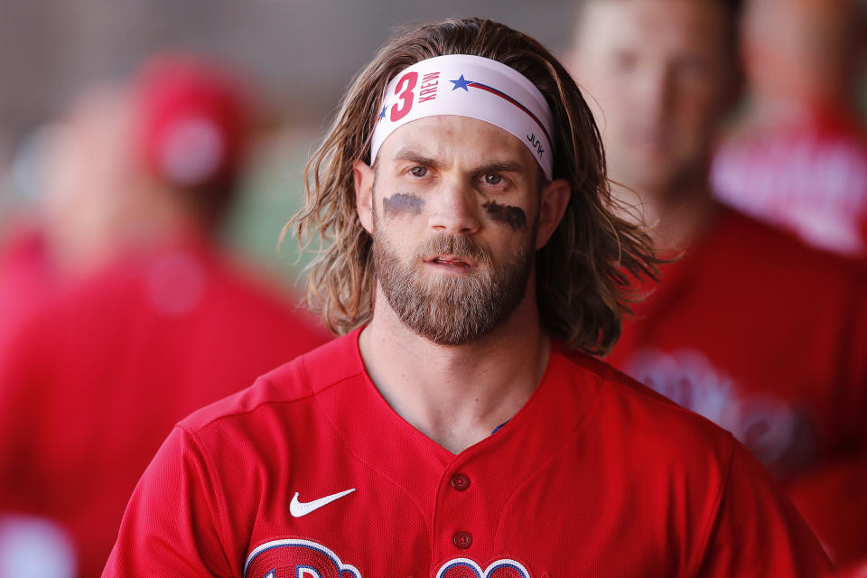 Bryce Harper's ideas for the 2020 MLB season are pretty wild. (Photo by Michael Reaves/Getty Images)