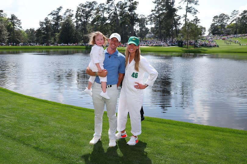 The family made happy memories before the 2023 Masters, with Stoll and Poppy caddying for McIlroy in the par-three contest