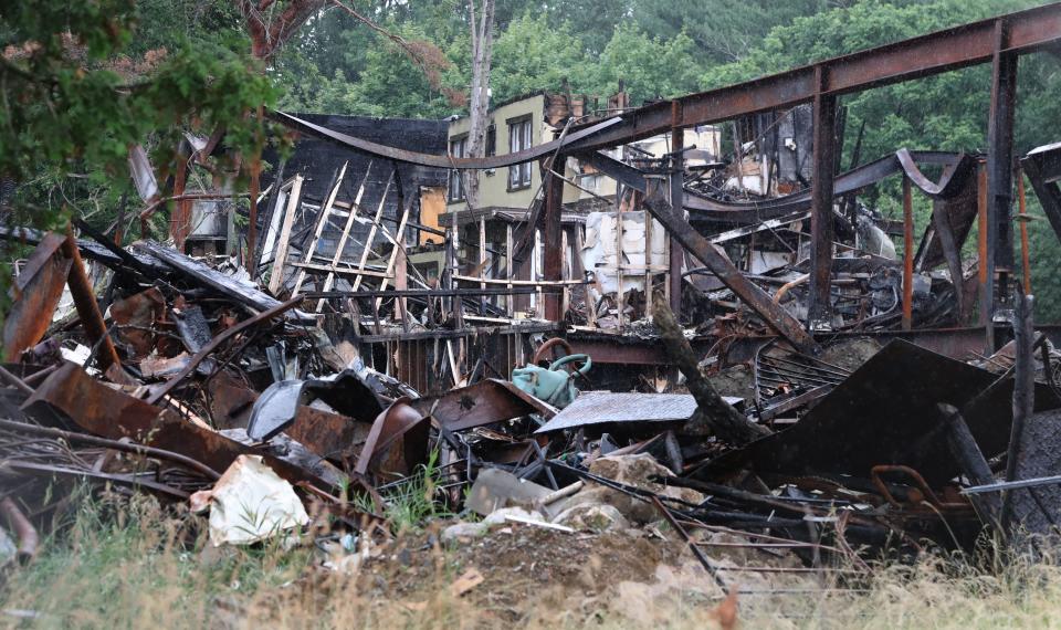 Site of the fatal fire at the Evergreen Court Home for Adults in Spring Valley July 1, 2021.