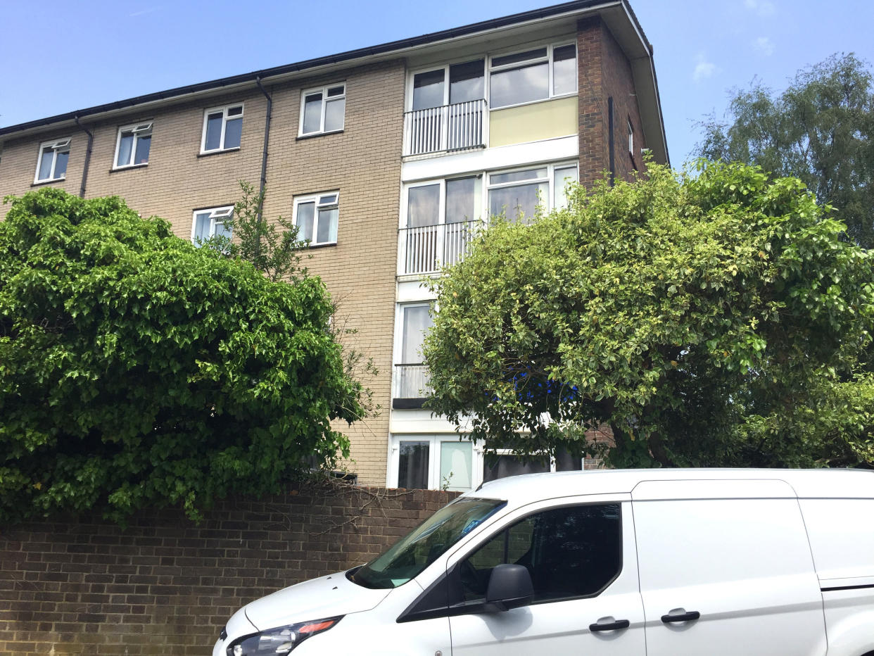 The flat in Gossops Green, Crawley, where Christina Abbotts was found beaten to death. (PA).