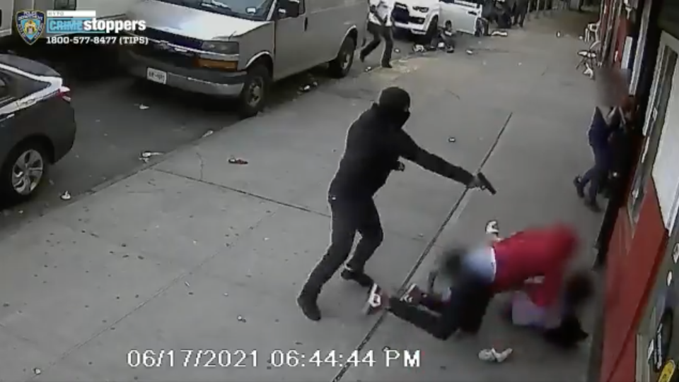 A masked assailant in the Bronx shot a man multiple times with two children in the line of fire (NYPD)