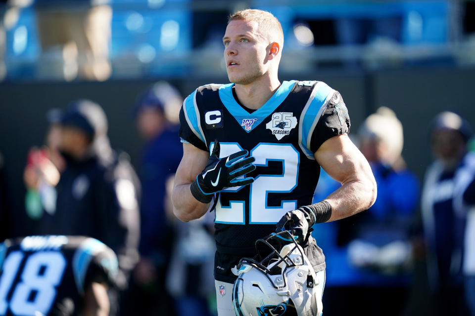 Christian McCaffrey #22 of the Carolina Panthers 