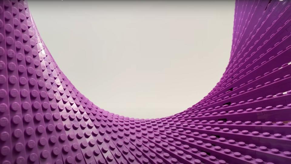 Jeff Sanders' cool LEGO builds, incredible LEGO art, purple LEGOs in a curve