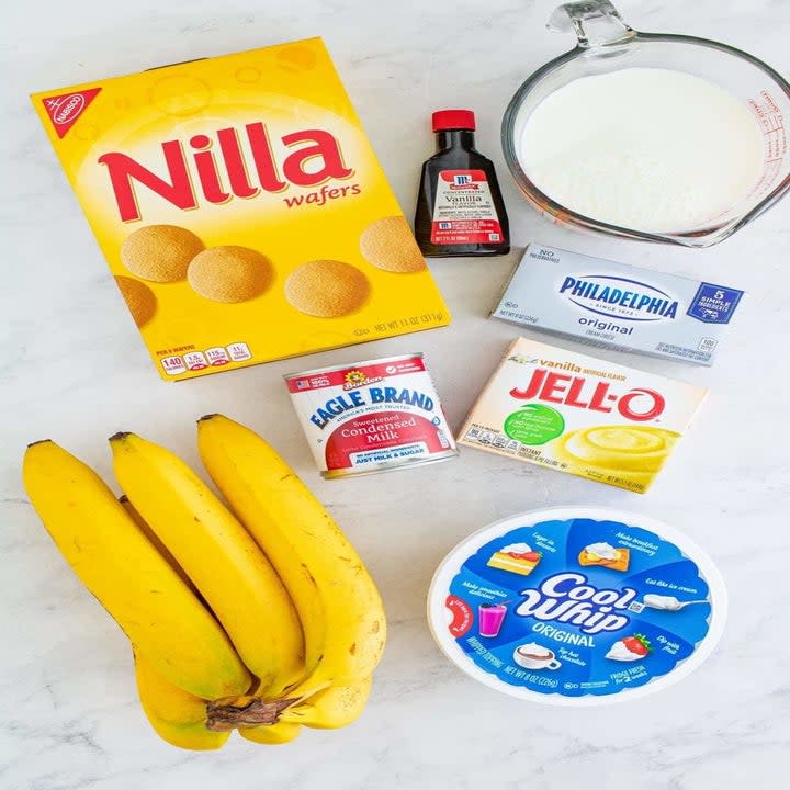 Ingredients for banana pudding.