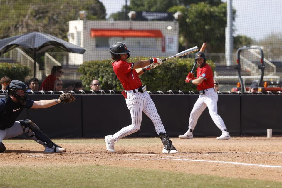 Barry's Freddy Rodriguez competes against Catawba in Miami Shores on Feb. 3, 2024.