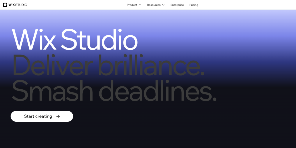  Screenshot of Wix Studio page. 