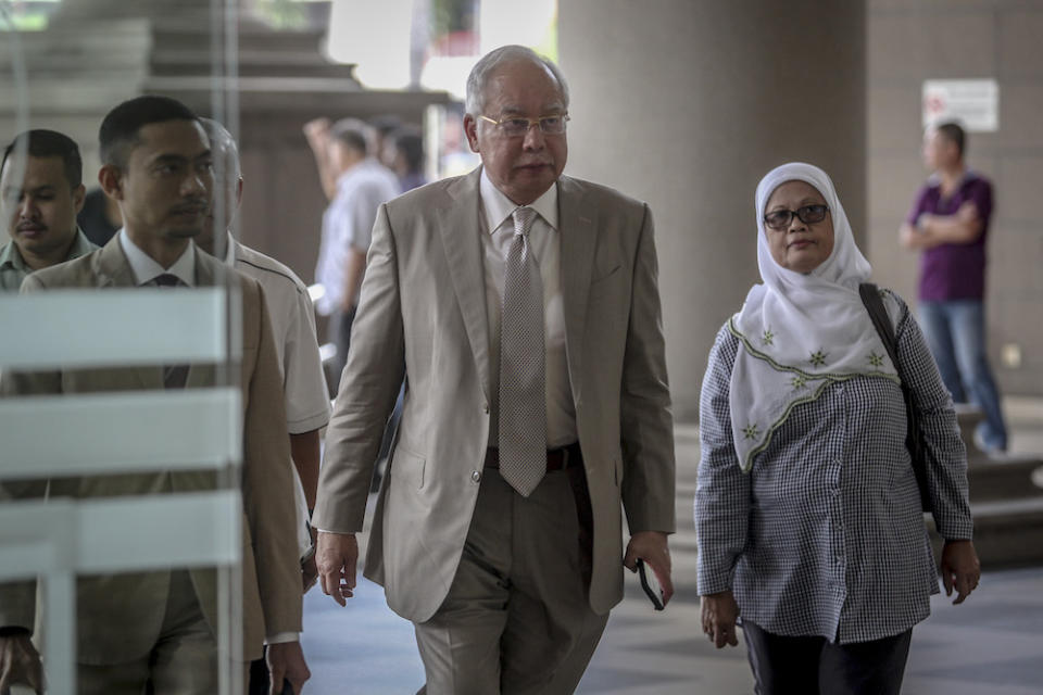 Datuk Seri Najib Razak is pictured at the Kuala Lumpur High Court Complex June 19, 2019. — Picture by Firdaus Latif