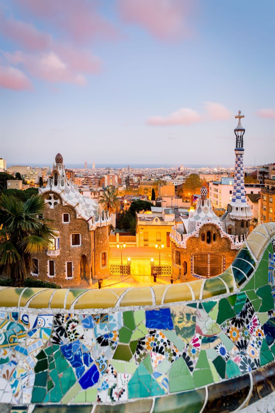 Barcelona, Parc Guell at sunset