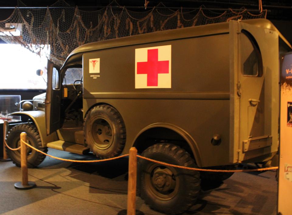 A military ambulance on display at the Ronald Reagan Presidential Library in Simi Valley.