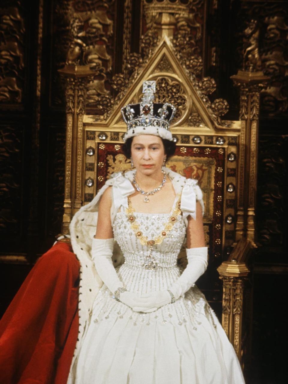 1967: The queen during the 1967 State Opening of Parliament.