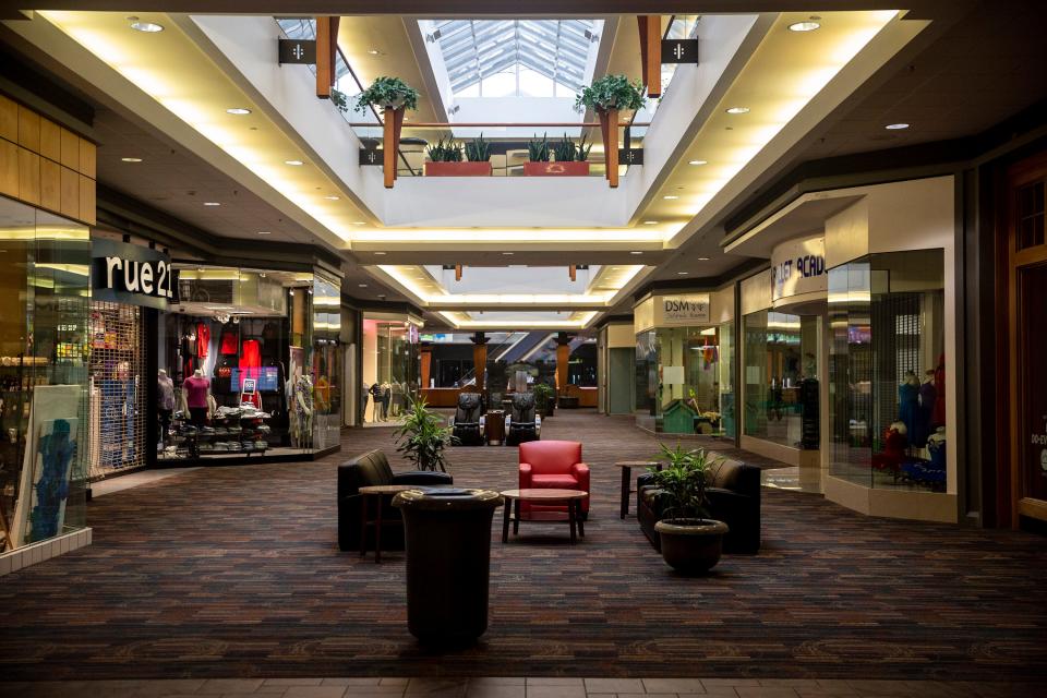 Inside Valley West Mall on Monday, May 18, 2020, in West Des Moines. Malls in Iowa were restricted to 50% capacity when they first reopened after the beginning of the COVID-19 pandemic.