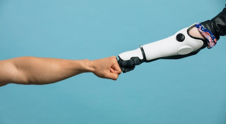 Fist bump between human and robot