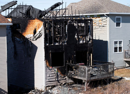 A house where an early morning fatal fire killed seven children from the same family in the community of Spryfield is seen in Halifax, Nova Scotia, Canada, February 19, 2019. REUTERS/Ted Pritchard