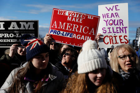 Pro-life activists gather for the National March for Life rally in Washington, DC, U.S. January 27, 2017. REUTERS/Aaron P. Bernstein