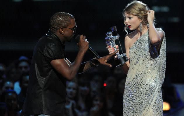 The infamous moment between Kanye and Taylor. Source: Getty