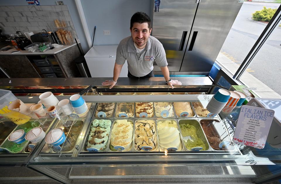 Froze Zone of West Boylston won the Best Ice Cream Stand in Central Mass. reader-poll contest Owner Anthony Surabian with some of his flavors.