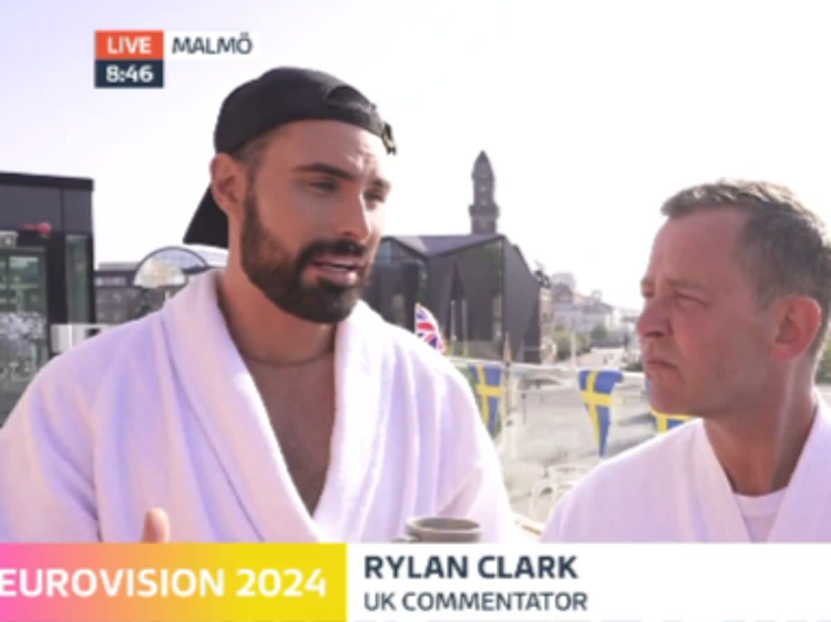 Rylan (left) and Scott Mills spoke about the controversy over Israel’s participation (ITV)