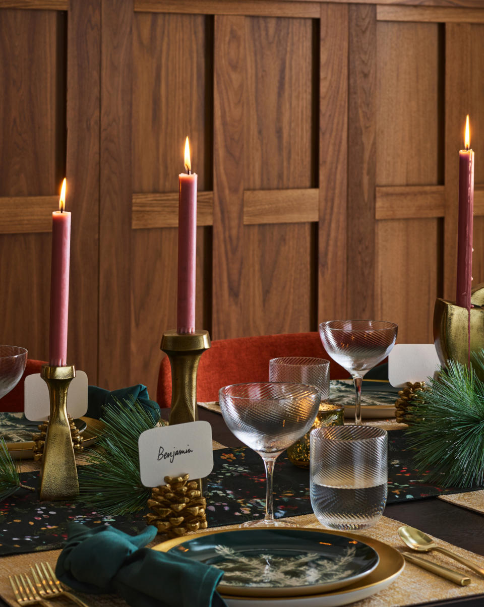 A Christmas tablescape with place names
