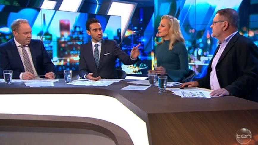 Waleed criticised Steve for interrupting Carrie mid-sentence. Photo: Channel 10