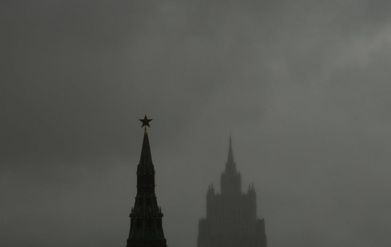 <span class="caption">Russia sees itself as a perennial target.</span> <span class="attribution"><a class="link " href="https://www.gettyimages.com/detail/news-photo/view-of-a-tower-of-the-kremlin-and-the-russian-foreign-news-photo/1227624004?adppopup=true" rel="nofollow noopener" target="_blank" data-ylk="slk:Kirill Kudryavtsev/AFP via Getty Images;elm:context_link;itc:0;sec:content-canvas">Kirill Kudryavtsev/AFP via Getty Images</a></span>
