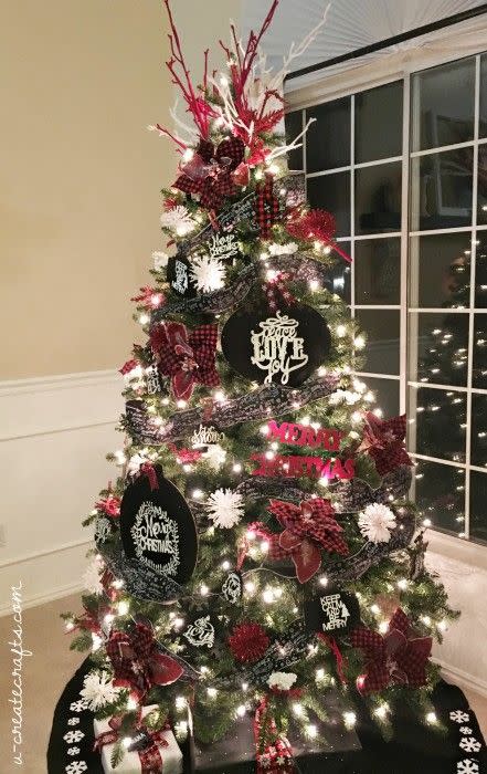 8) Chalkboard Plaid Christmas Tree