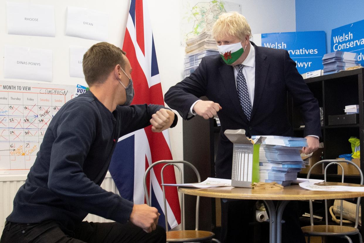 <p>Boris Johnson campaigns in Vale of Glamorgan</p> (REUTERS)
