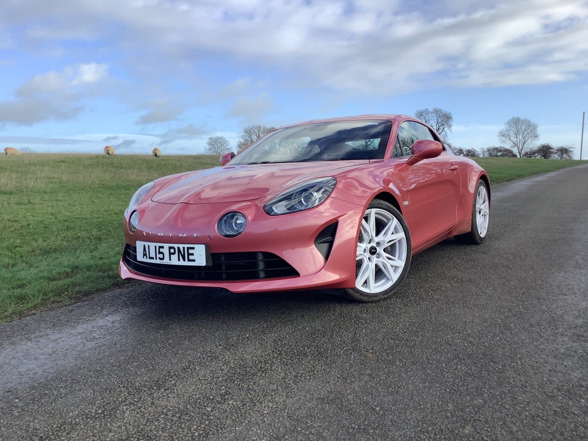 The A110 sits low and has a slim, racy bonnet line (Alpine)