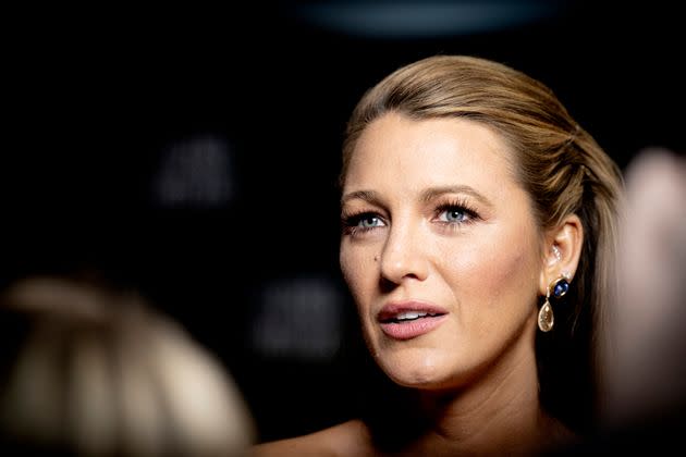 Blake Lively looks on during the premiere of the movie 