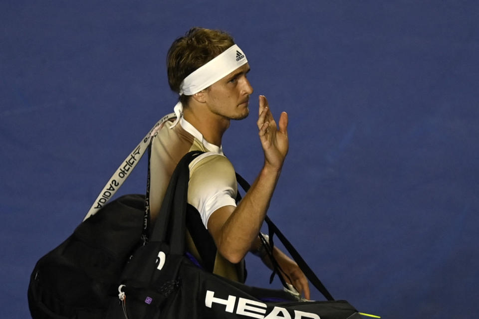 Alexander Zverev (pictured) enters the court before his Mexico ATP Open 500 men's singles match.