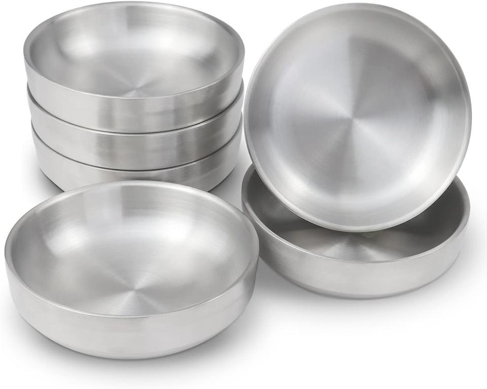 6PCS Double Deck Stainless Steel Sauce Dish