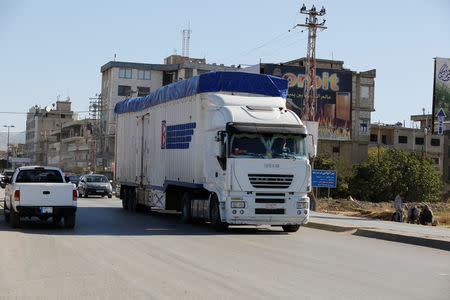 A Syrian truck drives in Bekaa, Lebanon November 1, 2018. REUTERS/Jamal Saidi