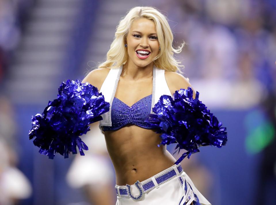<p>A Indianapolis Colts cheerleader performs during the game against the Pittsburgh Steelers at Lucas Oil Stadium on November 24, 2016 in Indianapolis, Indiana. (Photo by Andy Lyons/Getty Images) </p>