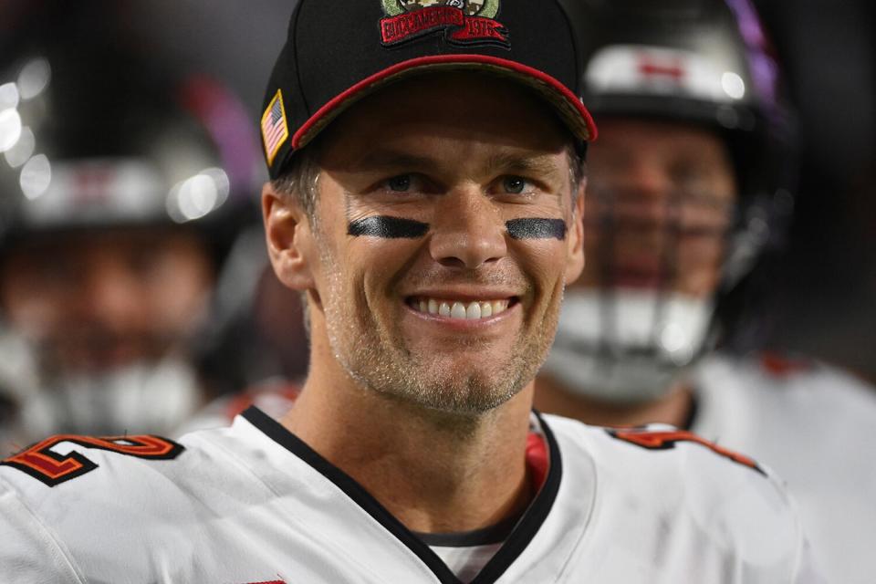 Tom Brady #12 of the Tampa Bay Buccaneers prepares for a game against the Arizona Cardinals